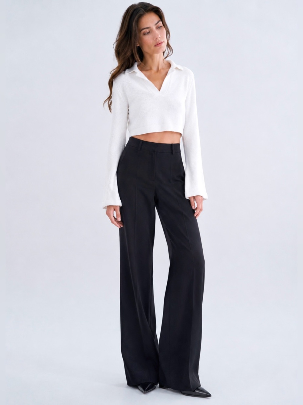 NWOT The Range Stark White Waffle Knit Cropped Polo as seen on Hailey Bieber | S